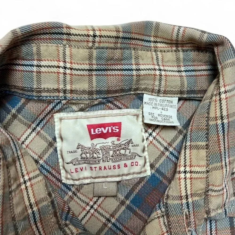 Levi’s Jeans 90s Vintage Plaid Cotton Flannel Button Front Long Sleeve Shirt L
